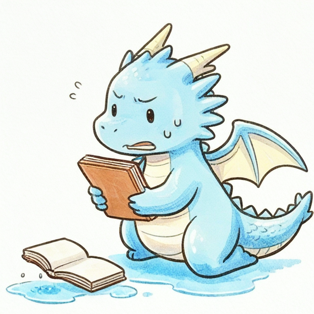 書掉進水窪（擔心）